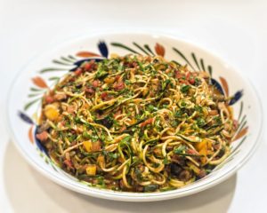 Zucchini Noodle Puttanesca with Fire Roasted Tomatoes, Capers, and Olives Recipe