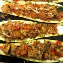Image for Recipe: Stuffed Summer Squash with Shiitake Mushrooms, Ginger, and Peaches