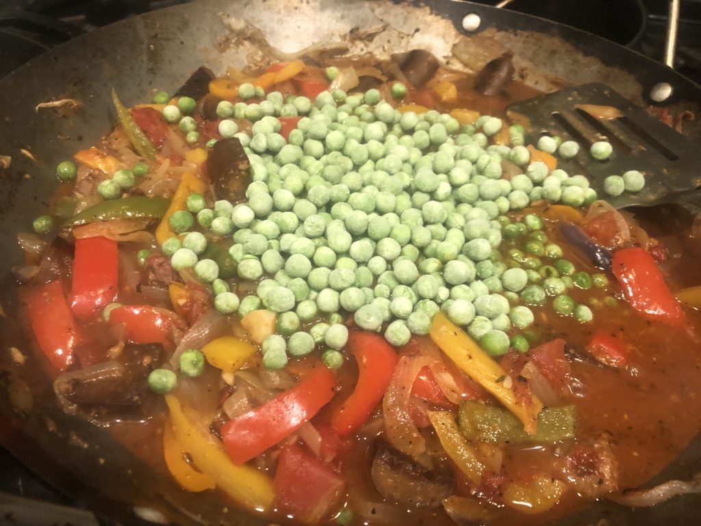 Vegan Sausage, Peppers, Onions, Mushrooms and Peas iEatGreen