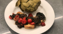 Crispy Tofu with Mushroom, Spinach and Cherry Tomato Tapenade Recipe