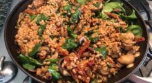 Roasted Farro with Leeks, Mushrooms and Spinach Recipe